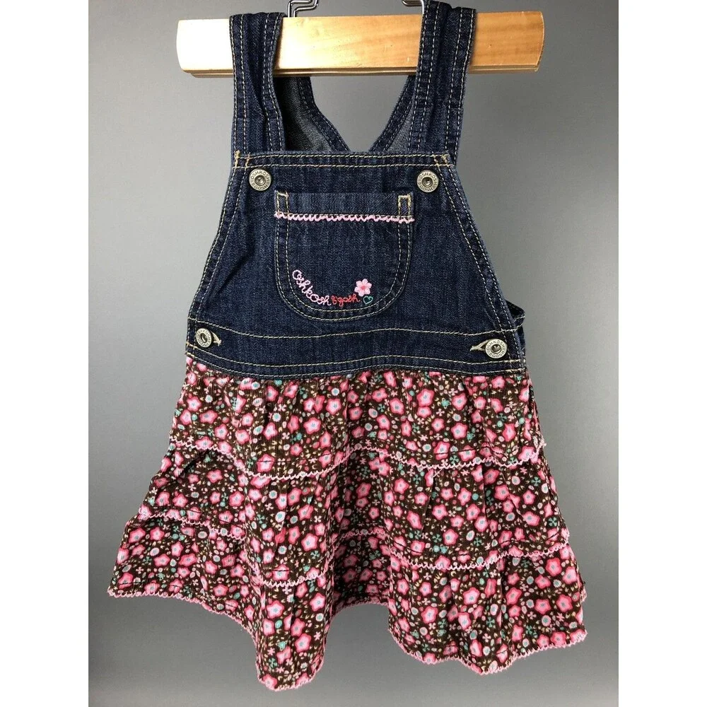 Oshkosh B’gosh Toddler Girl 24 Mo Vestbak Tiered Dress Floral VINTAGE Brown Pink